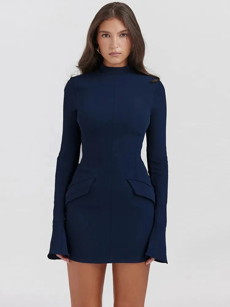 Solenne | Femme Robe à Manches Longues | Mini