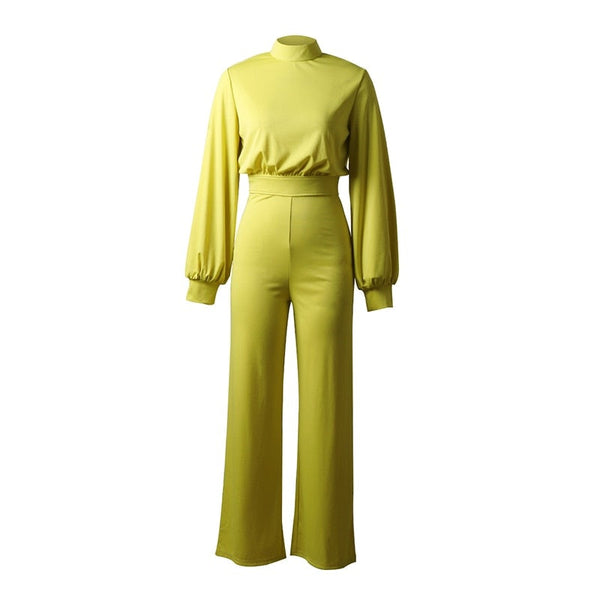 Adeline - Couleur pure Demi-col Jumpsuits