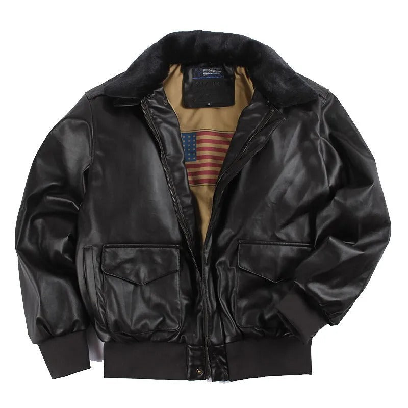 Blouson moto en cuir vintage pour l'hiver - Chaleur et protection